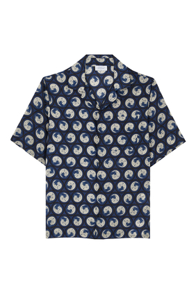Moon Print Silk Shirt